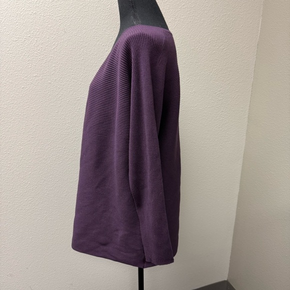 G.H. Woman Dark Purple Ribbed Knit Sweater Plus Size 1X Soft Stretch Top - Picture 4 of 10